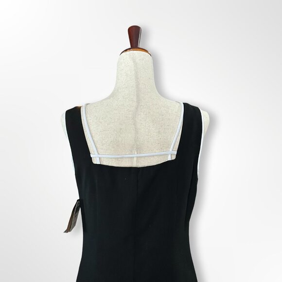 NWT VTG 90s Low Back, Sheath Dress, Black with White Trim, sz 10 - Picture 7 of 7
